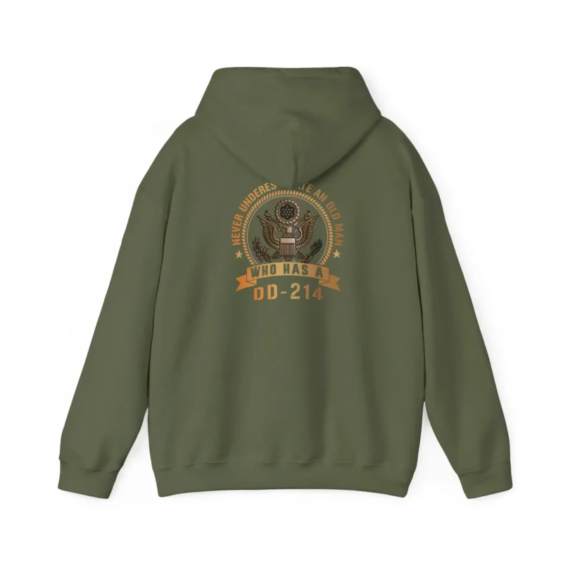 Custom Army DD-214 Hoodie – Never Underestimate an Old Man Personalized Name & Rank
