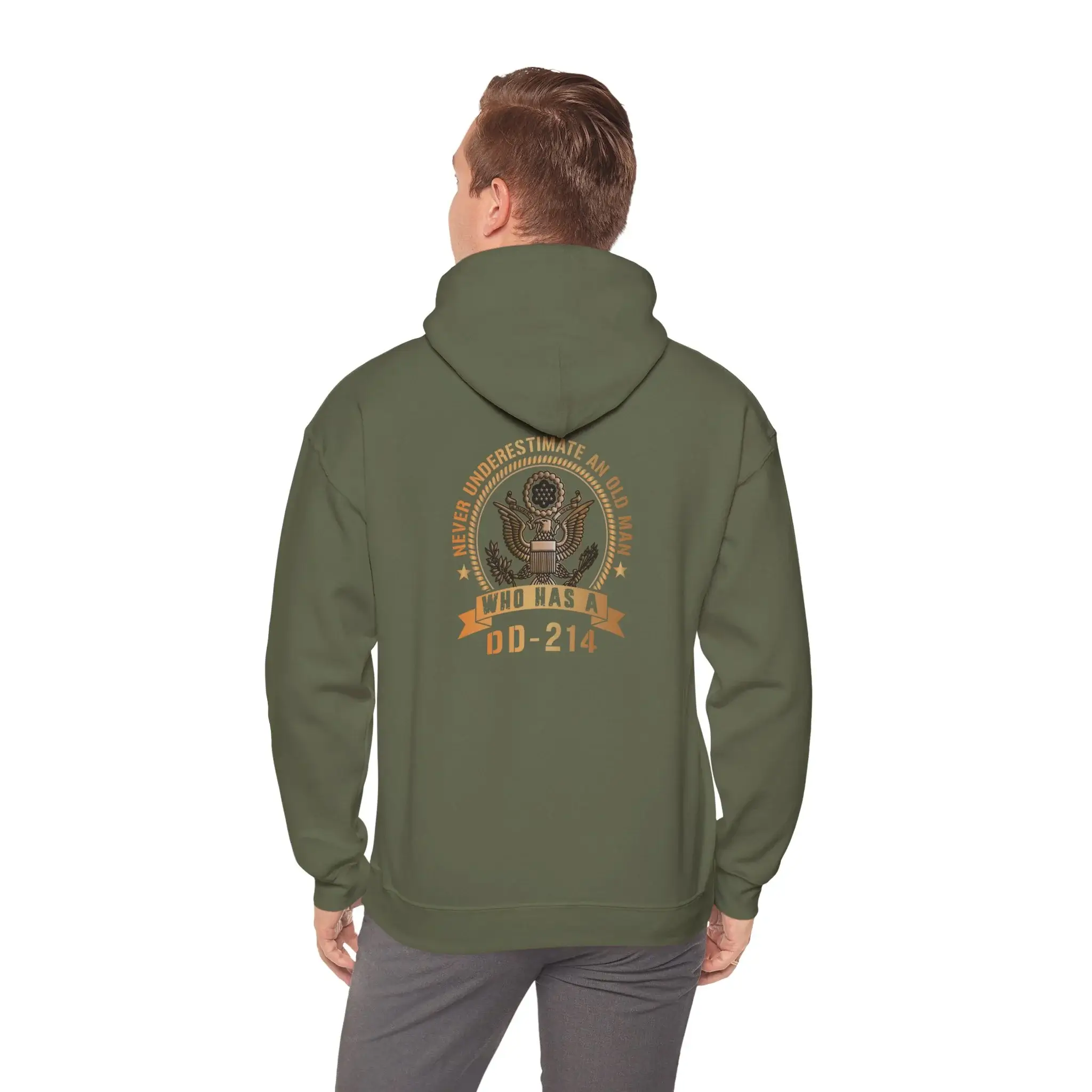 Custom Army DD-214 Hoodie – Never Underestimate an Old Man Personalized Name & Rank