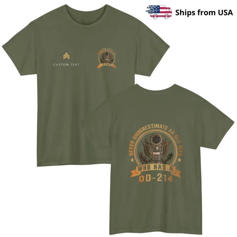 Custom Army DD-214 T-shirt – Never Underestimate an Old Man