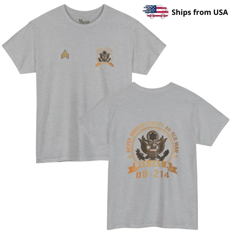 Custom Army DD-214 T-shirt – Never Underestimate an Old Man