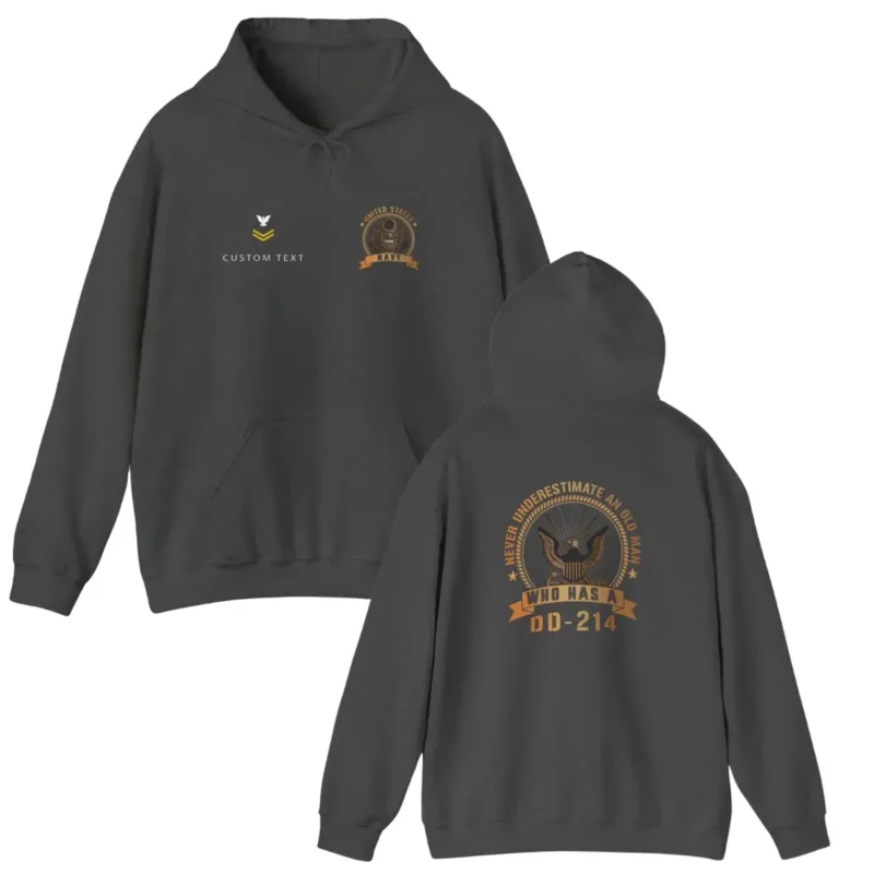 Custom Navy DD-214 Hoodie – Never Underestimate an Old Man