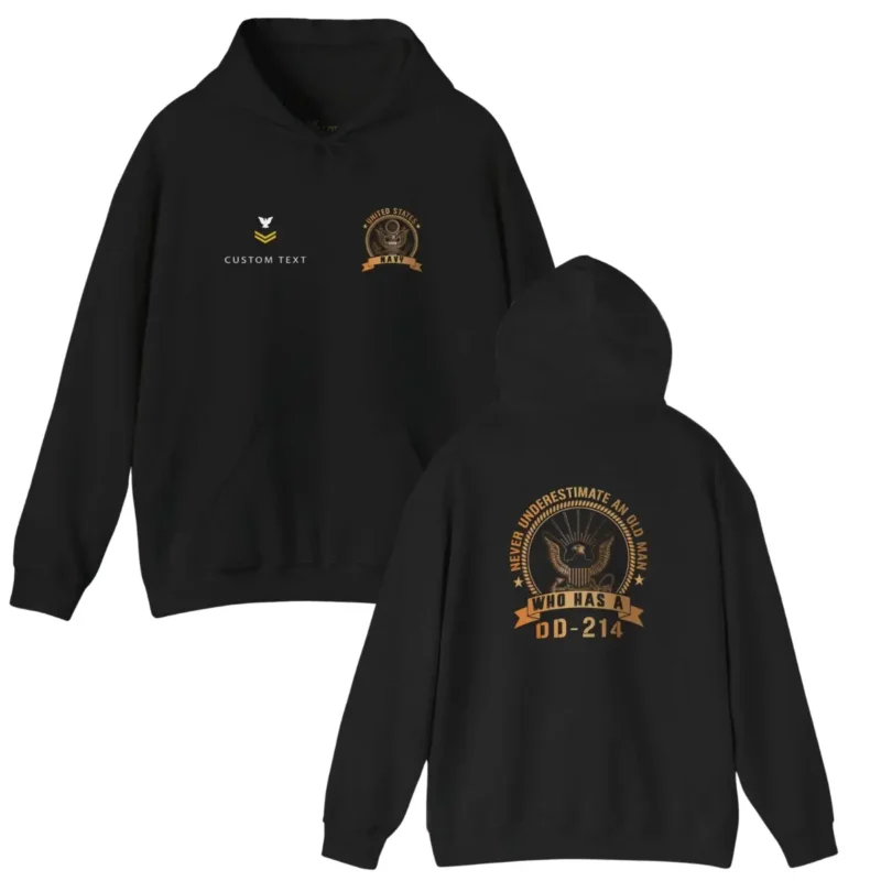 Custom Navy DD-214 Hoodie – Never Underestimate an Old Man