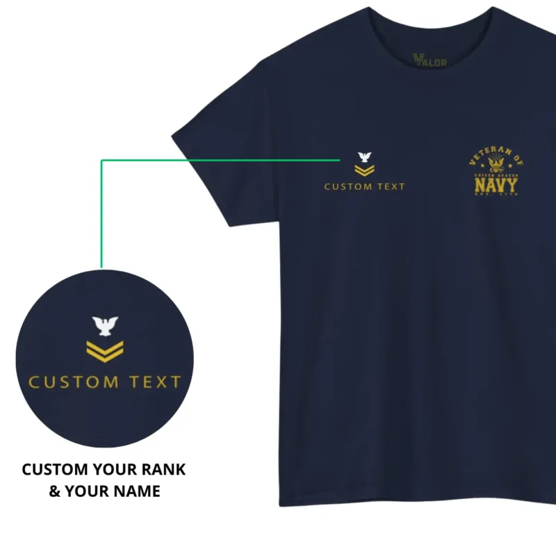 Custom Navy Veteran Shirt – “The Sea Is Ours” Personalized Name & Rank Proud US Navy Apparel