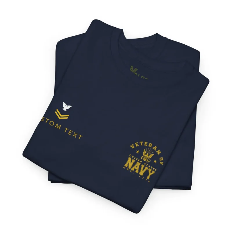 Custom Navy Veteran Shirt – “The Sea Is Ours” Personalized Name & Rank Proud US Navy Apparel