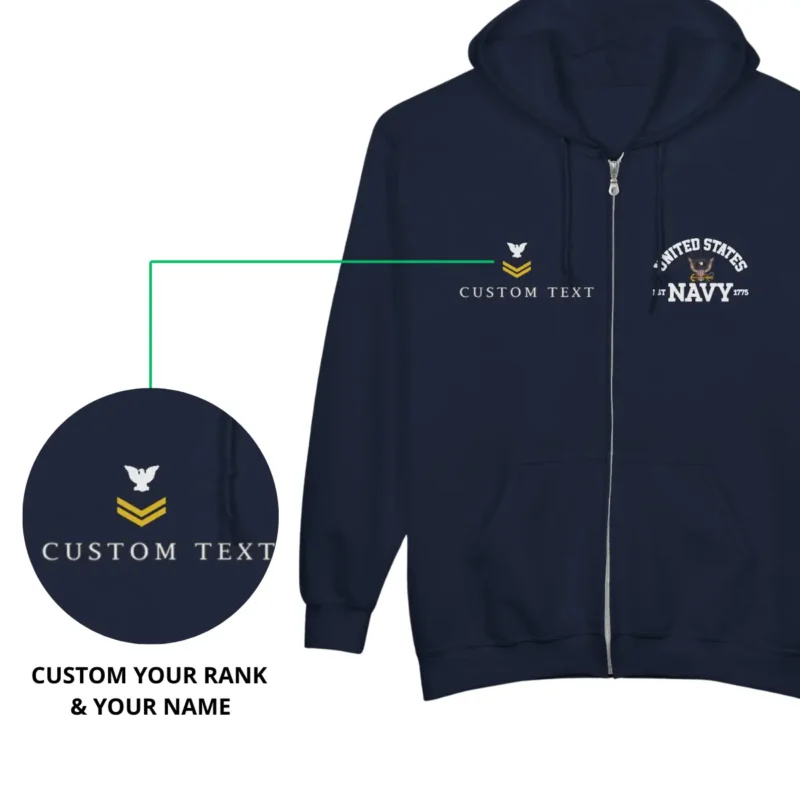 Custom U.S. Navy Veteran Zip Hoodie – “Less Than 1% Have Seen The Sunset From a Navy Ship” #000045