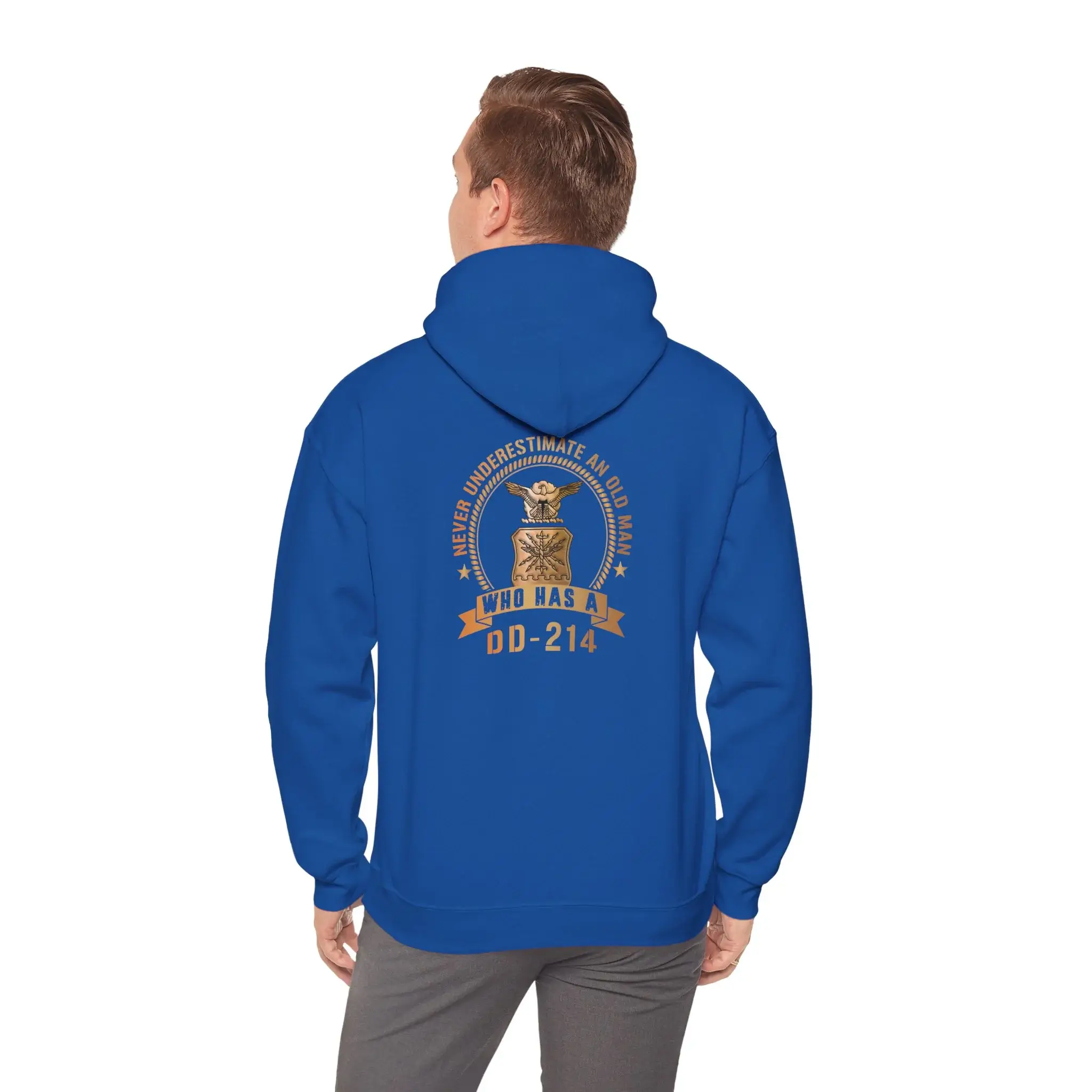 Custom USAF DD-214 Hoodie – Never Underestimate an Old Man