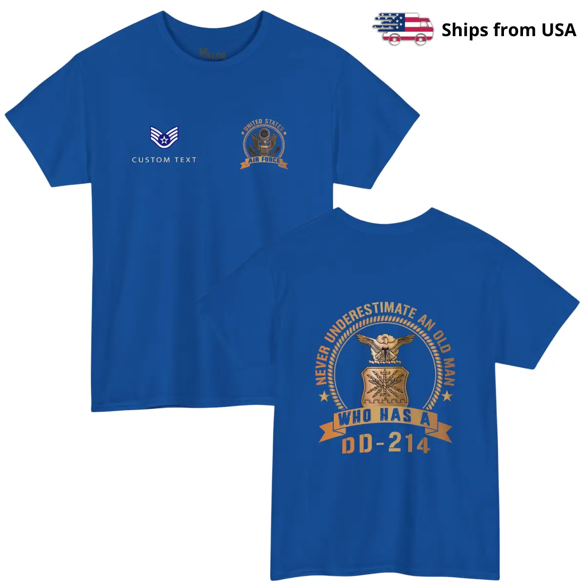 Custom USAF DD-214 T-shirt – Never Underestimate an Old Man