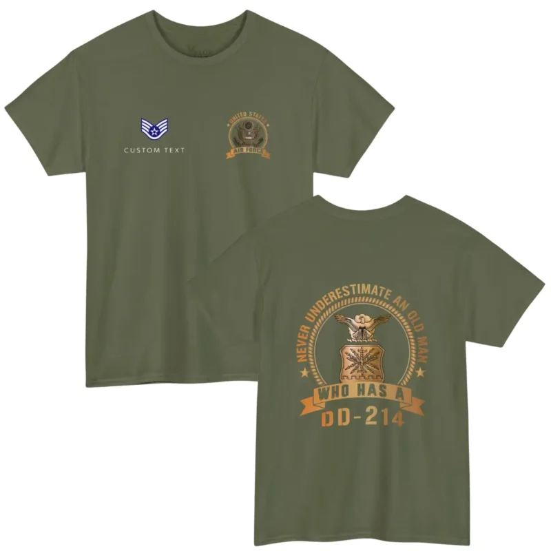 Custom USAF DD-214 T-shirt – Never Underestimate an Old Man