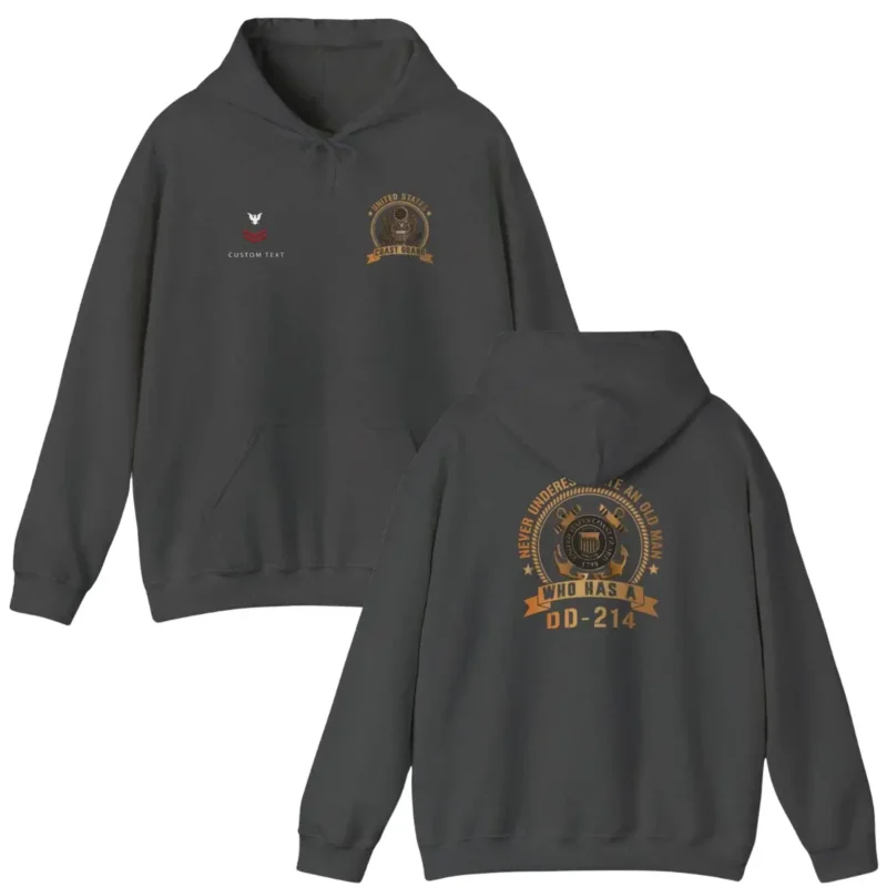 Custom USCG DD-214 Hoodie – Never Underestimate an Old Man