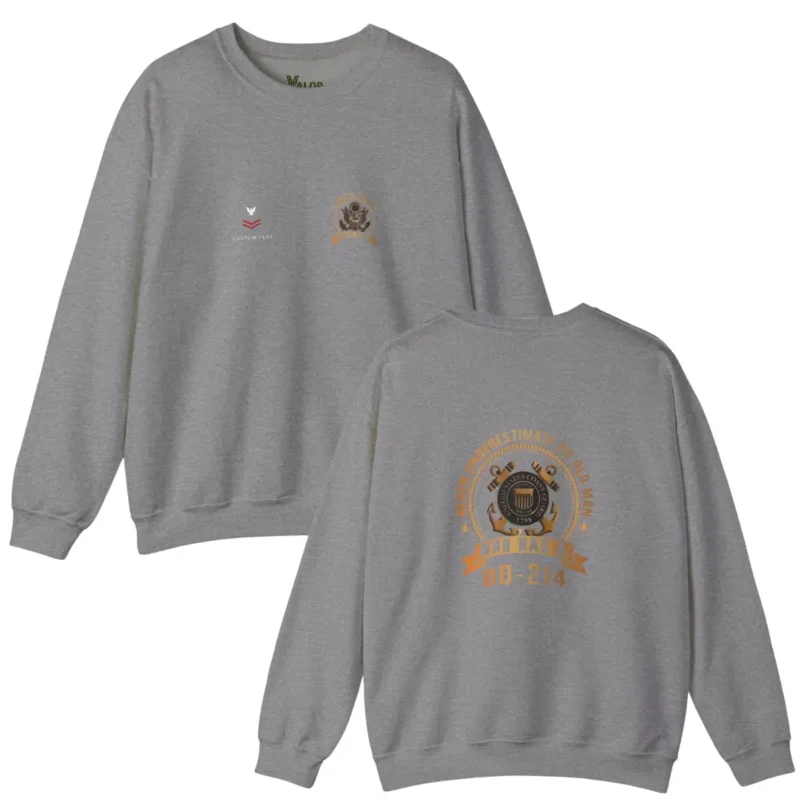 Custom USCG DD-214 Sweatshirt – Never Underestimate an Old Man