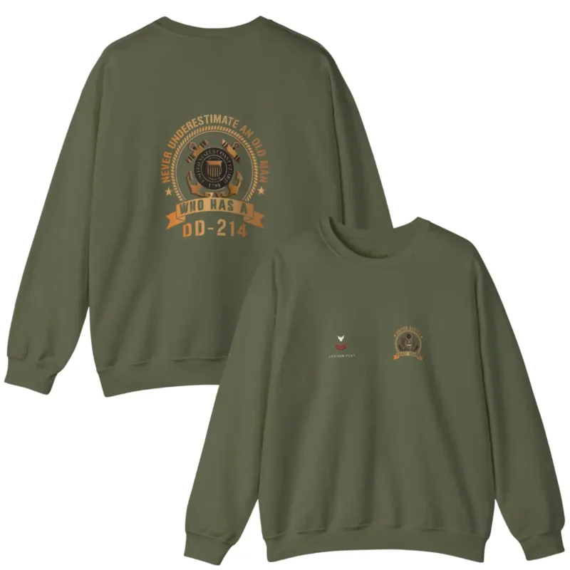 Custom USCG DD-214 Sweatshirt – Never Underestimate an Old Man
