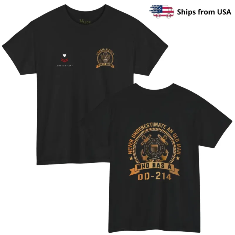 Custom USCG DD-214 T-shirt – Never Underestimate an Old Man