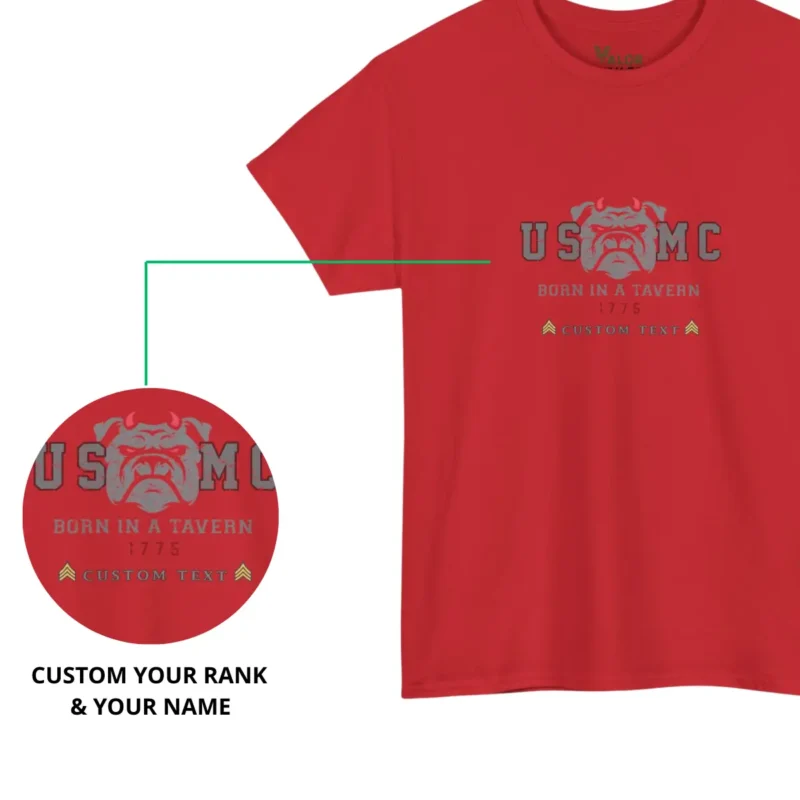 Custom USMC Born in a Tavern Bulldog Shirt – 1775 Marine Heritage #000043