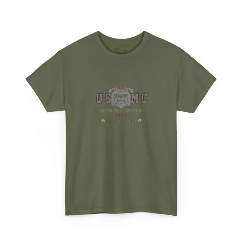 Custom USMC Born in a Tavern Bulldog Shirt – 1775 Marine Heritage #000043