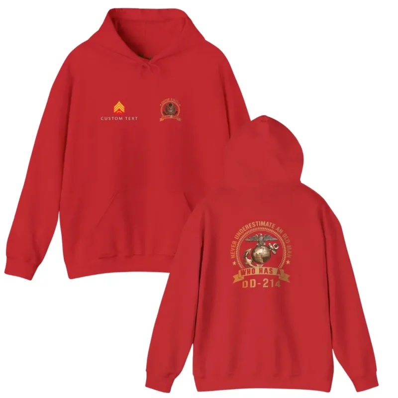 Custom USMC DD-214 Hoodie – Never Underestimate an Old Man