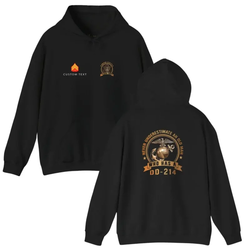 Custom USMC DD-214 Hoodie – Never Underestimate an Old Man