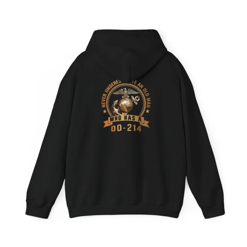 Custom USMC DD-214 Hoodie – Never Underestimate an Old Man