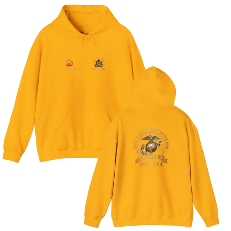 Custom USMC DD-214 Hoodie – Never Underestimate an Old Man