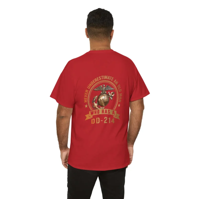 Custom USMC DD-214 T-tshirt – Never Underestimate an Old Man