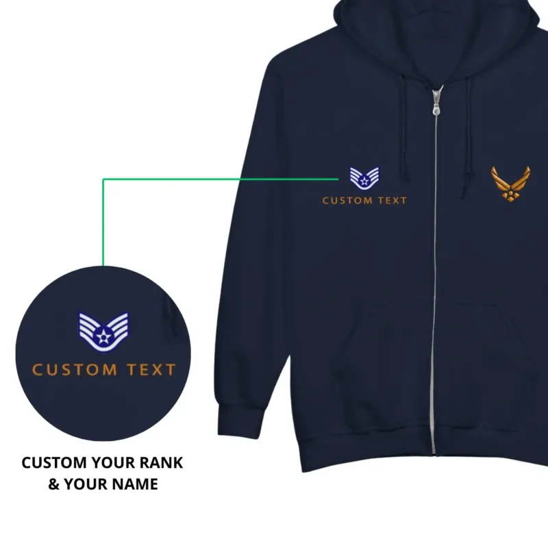 Custom Veterans Day US Air Force Zip Hoodie - Honoring All Who Served #000061