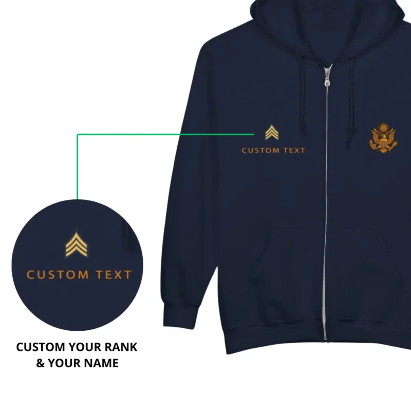 Custom Veterans Day US Army Zip Hoodie - Honoring All Who Served #000059