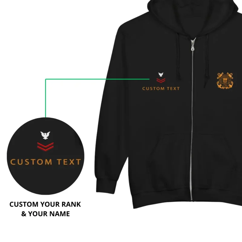 Custom Veterans Day USCG Zip Hoodie - Honoring All Who Served #000063