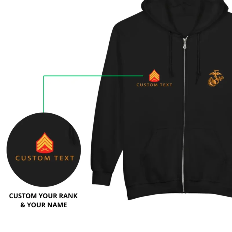 Custom Veterans Day USMC Zip Hoodie - Honoring All Who Served #000062