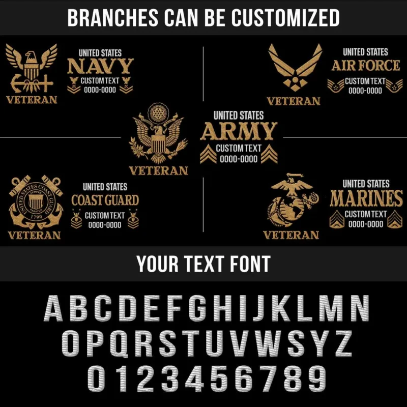 Customized U.S Veteran Embroidered Hat – Personal Rank, Branch & Service Years #000080