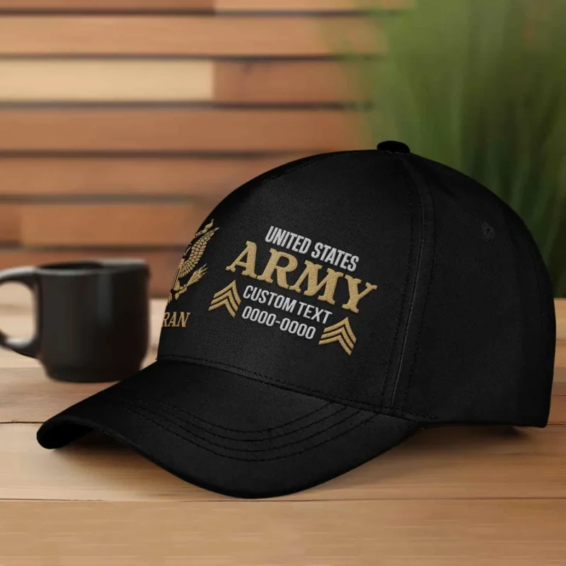 Customized U.S Veteran Embroidered Hat – Personal Rank, Branch & Service Years #000080