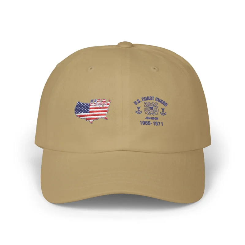 Customized U.S. Coast Guard Veteran Hat – Personalize Rank, Name & Service Years #000065