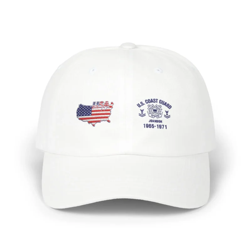 Customized U.S. Coast Guard Veteran Hat – Personalize Rank, Name & Service Years #000065