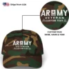 Customized U.S. Army Veteran Camo Embroidered Hat – Personal Rank, Name & Service Years #000071