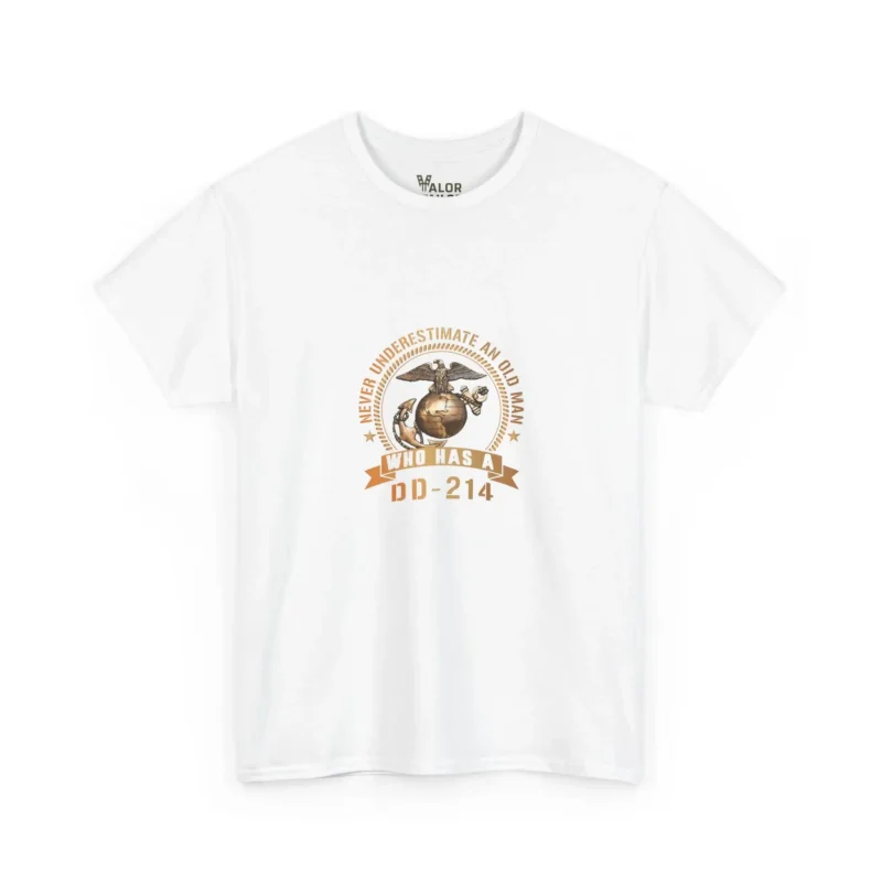 Never Underestimate an Old Man with a DD-214 Shirt – USMC Veteran Pride Tee