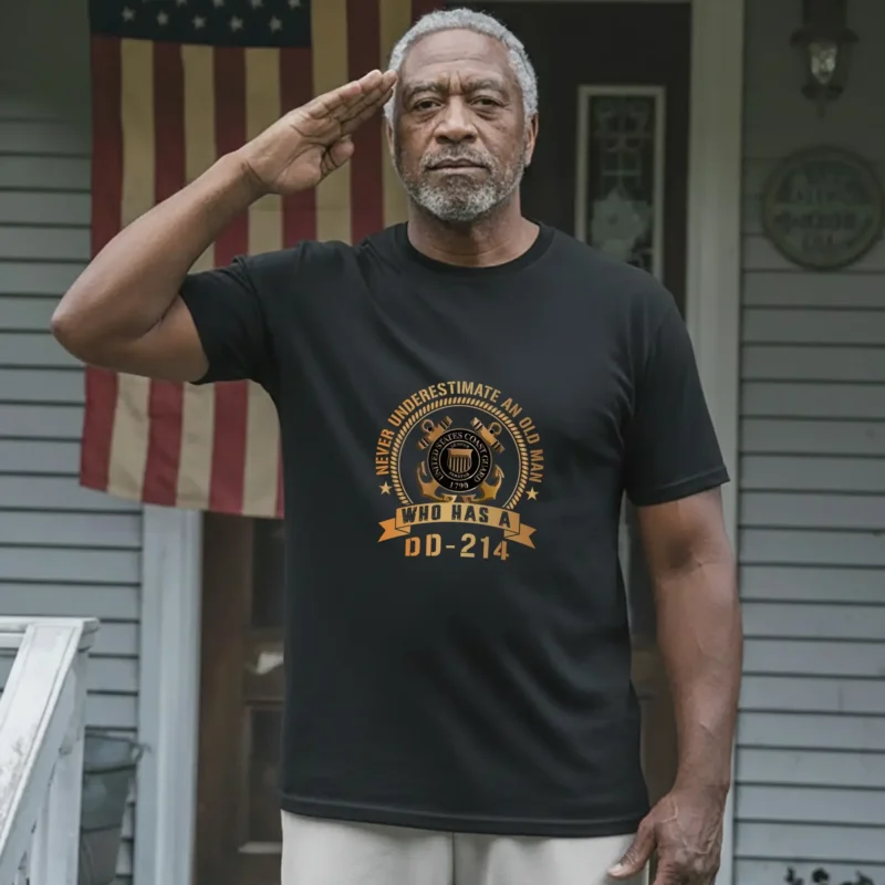 Alternative view of Never Underestimate an Old Man with a DD-214 - USCG Shirt