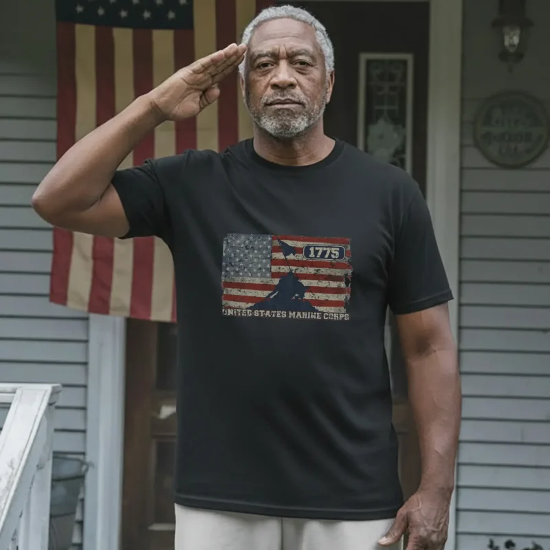 USMC 1775 American Flag Iwo Jima Marine Corps Heritage T-Shirt