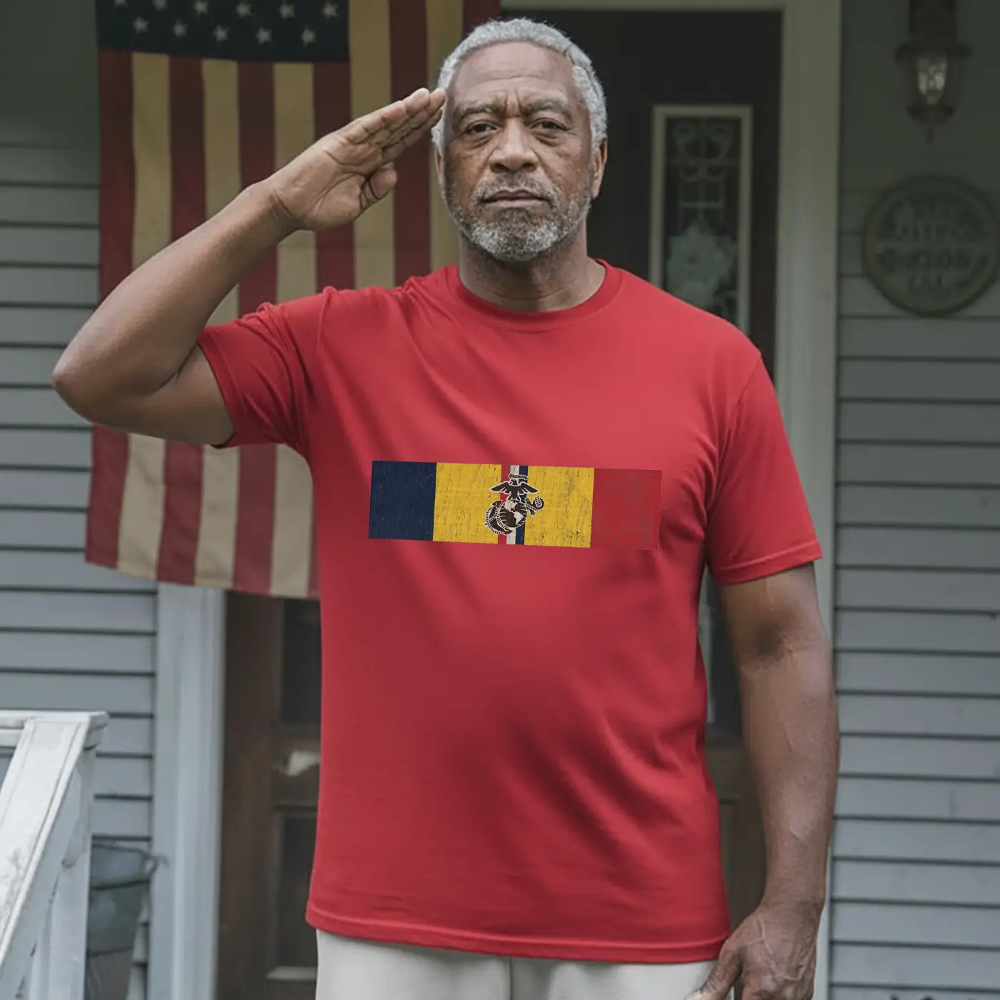 USMC Eagle Globe and Anchor Heritage Flag Tribute T-Shirt (1)