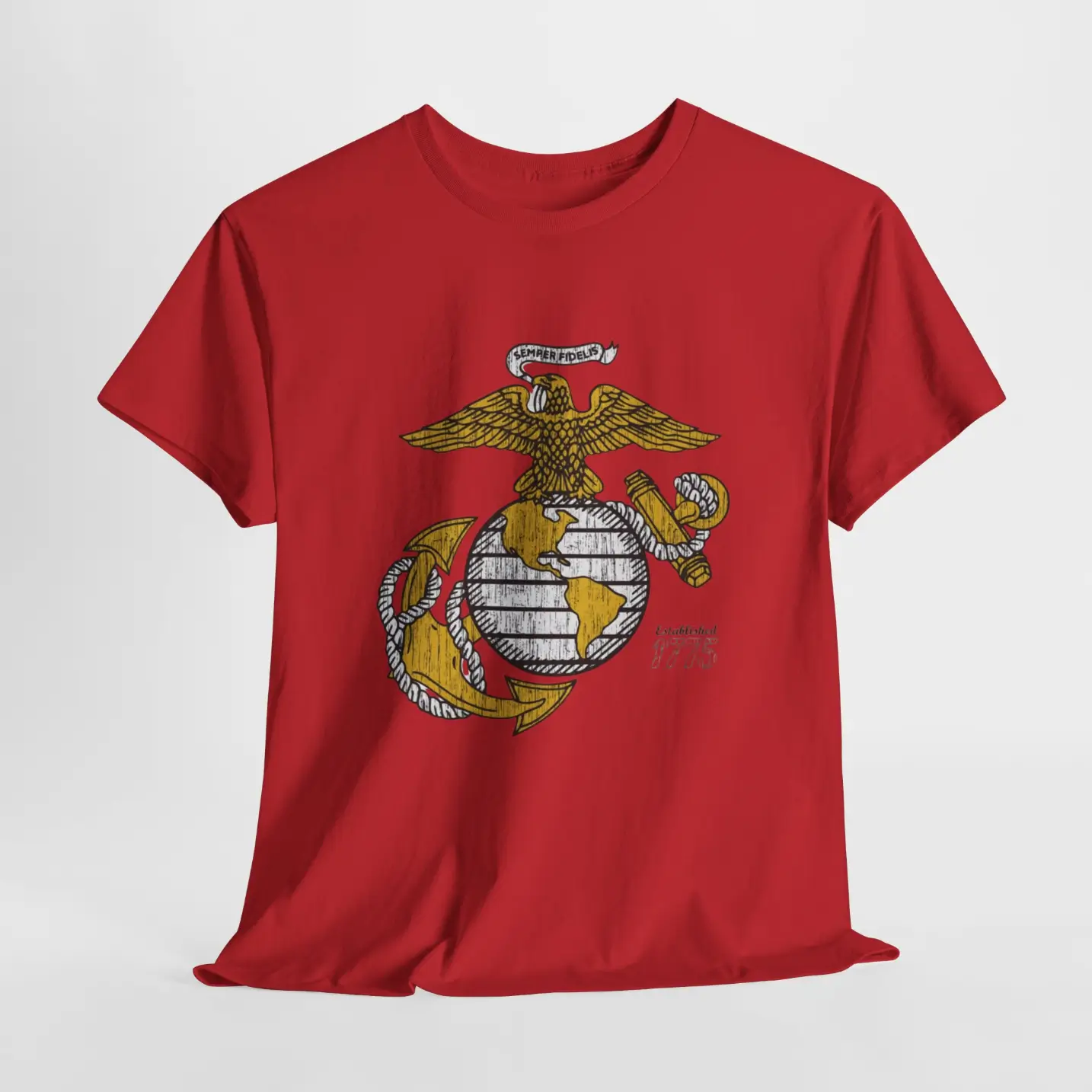 USMC Eagle Globe and Anchor Vintage Distressed Emblem T-Shirt - Image 6