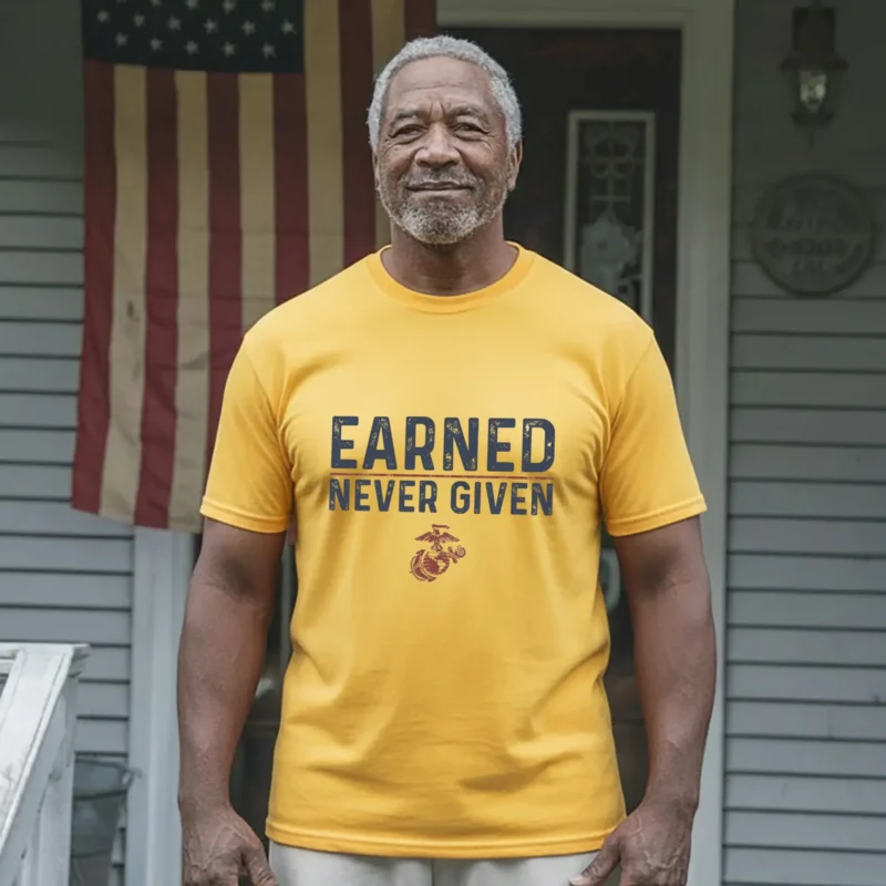 USMC “Earned Never Given” Marine Corps Motivational T-Shirt