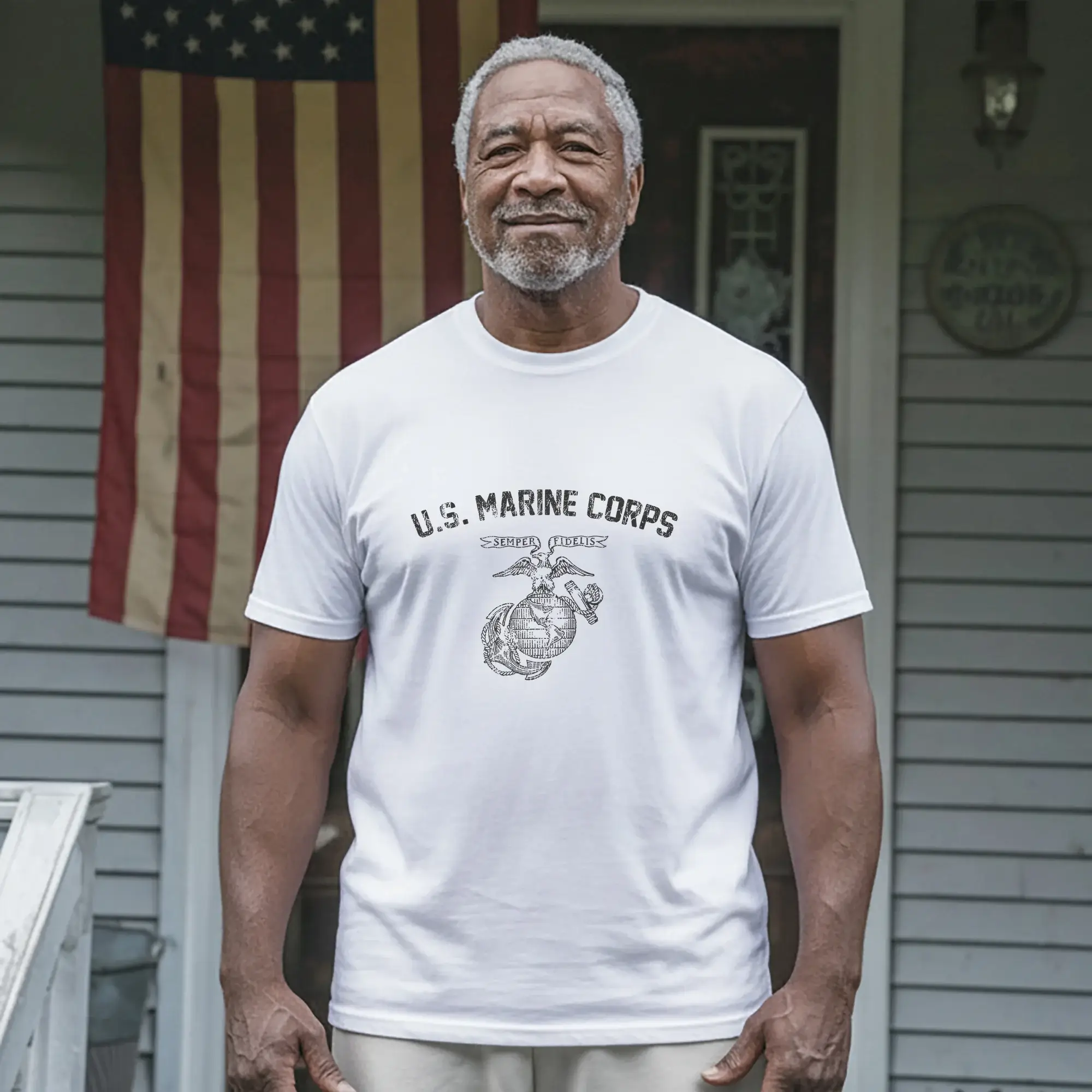 USMC Semper Fidelis Vintage Distressed Marine Corps T-Shirt