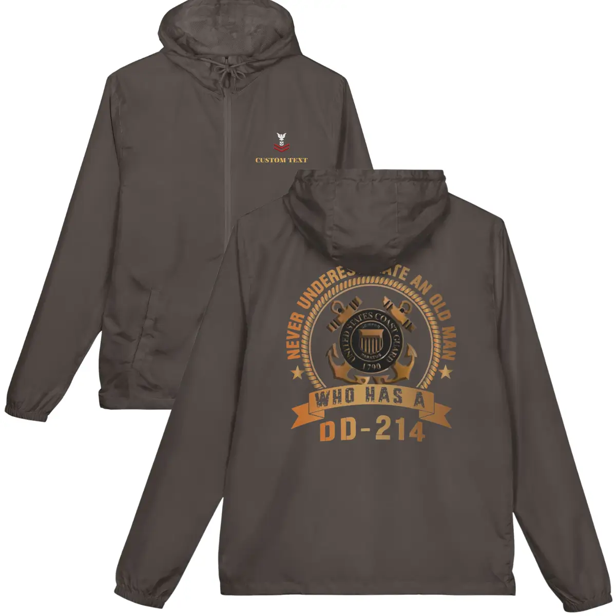 Customized DD-214 Coast Guard Windbreaker Jacket #000035