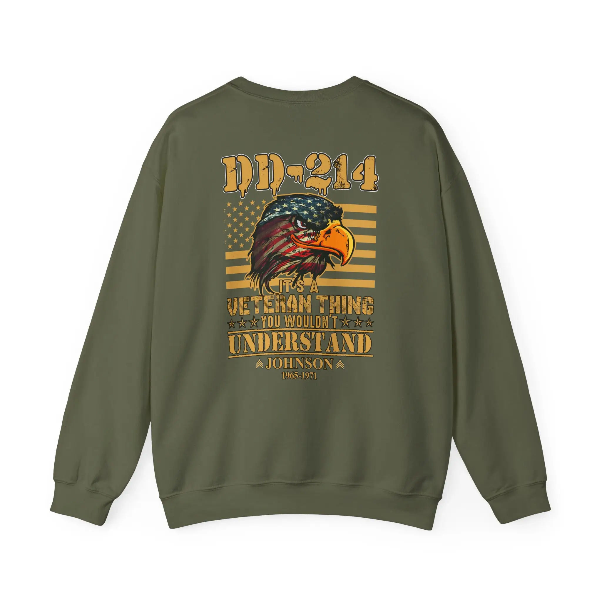 Customized DD-214 Veteran Sweatshirt – Eagle Edition – Personalized Name & Service Years #000098