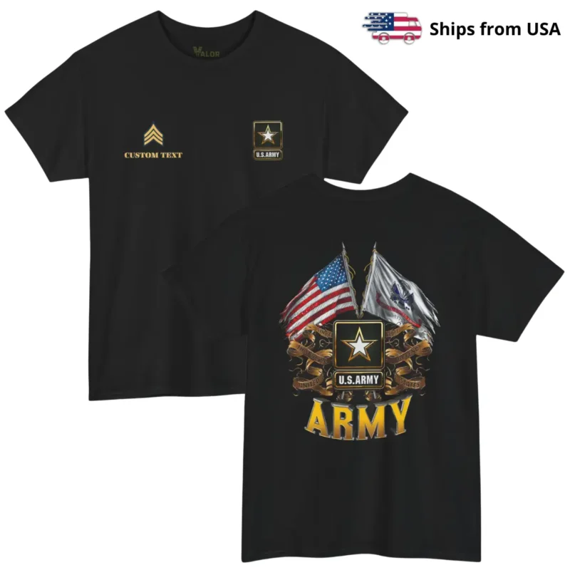 Customized U.S. Army Veteran T-Shirt – Personalized Rank & Name #00011