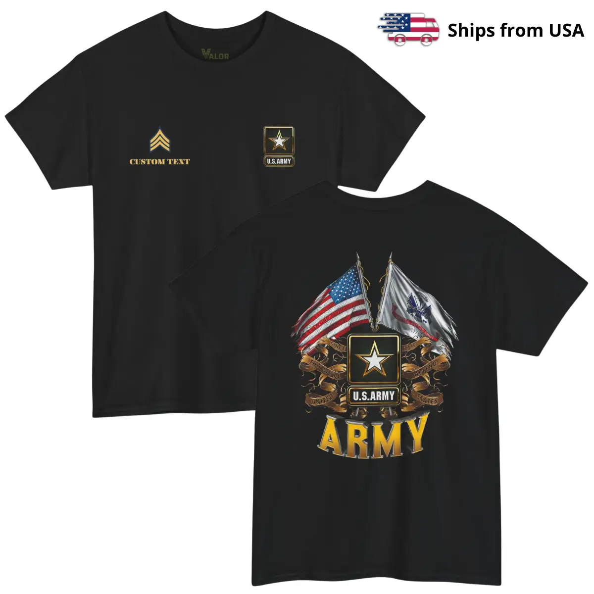 Customized U.S. Army Veteran T-Shirt – Personalized Rank & Name #00011