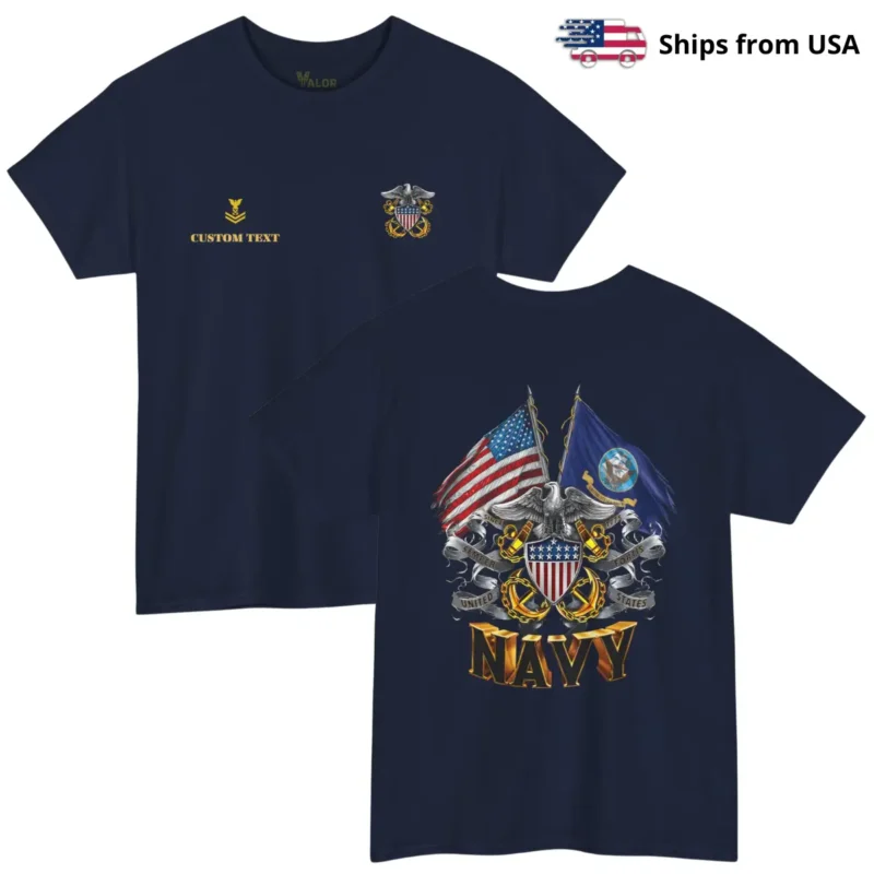 Customized U.S. Navy Veteran T-Shirt – Personalized Rank & Name #000111