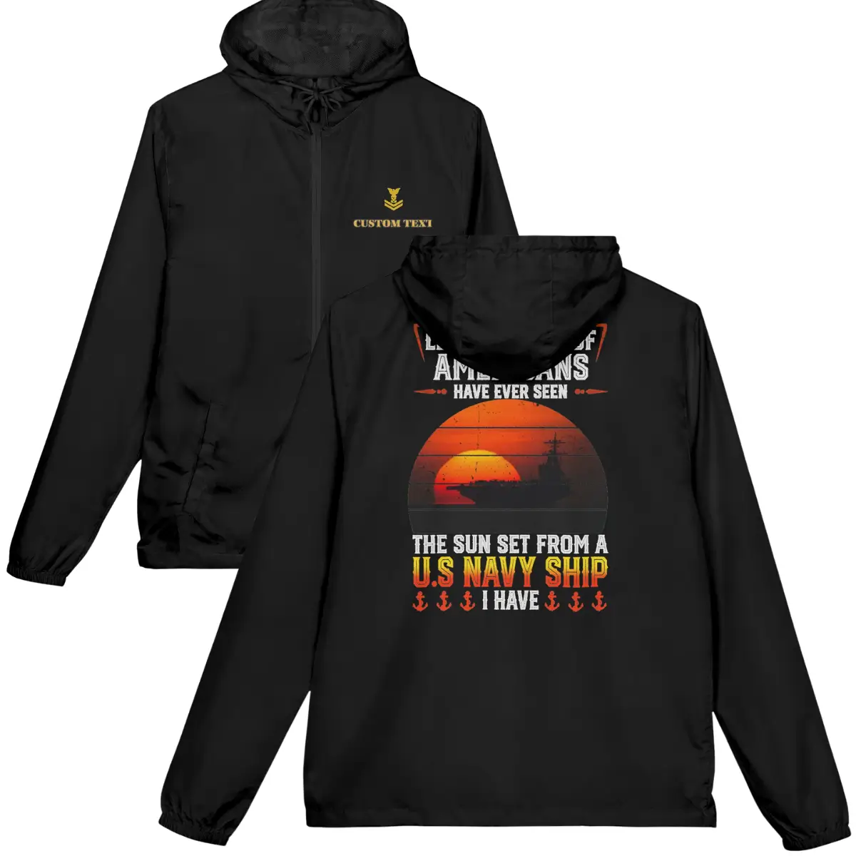 Customized U.S. Navy Veteran Windbreaker Jacket – The Sun Set From A Navy Ship #000045