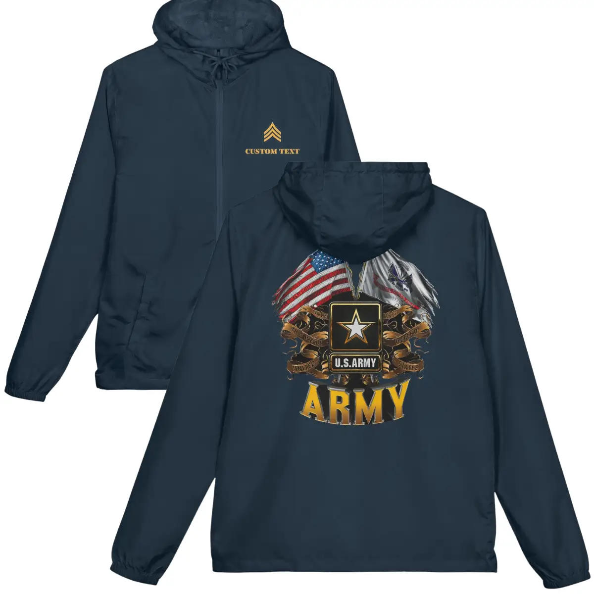Customized US Army Windbreaker Jacket Persionalize Name & Rank #000110