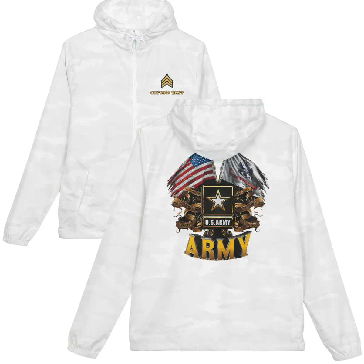 Customized US Army Windbreaker Jacket Persionalize Name & Rank #000110