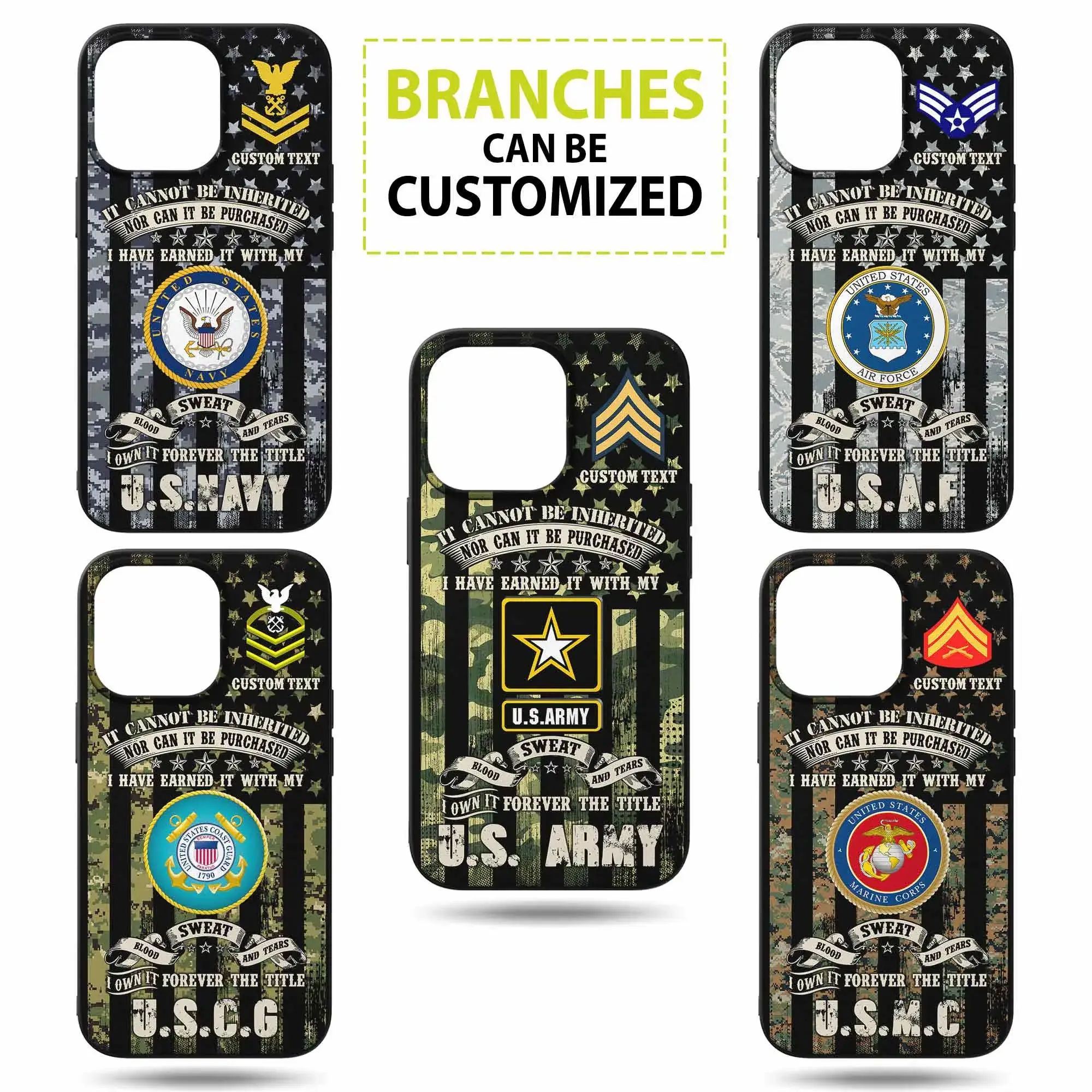 Customized US Military Branches - With My Blood, Sweat And Tears Phone Case
