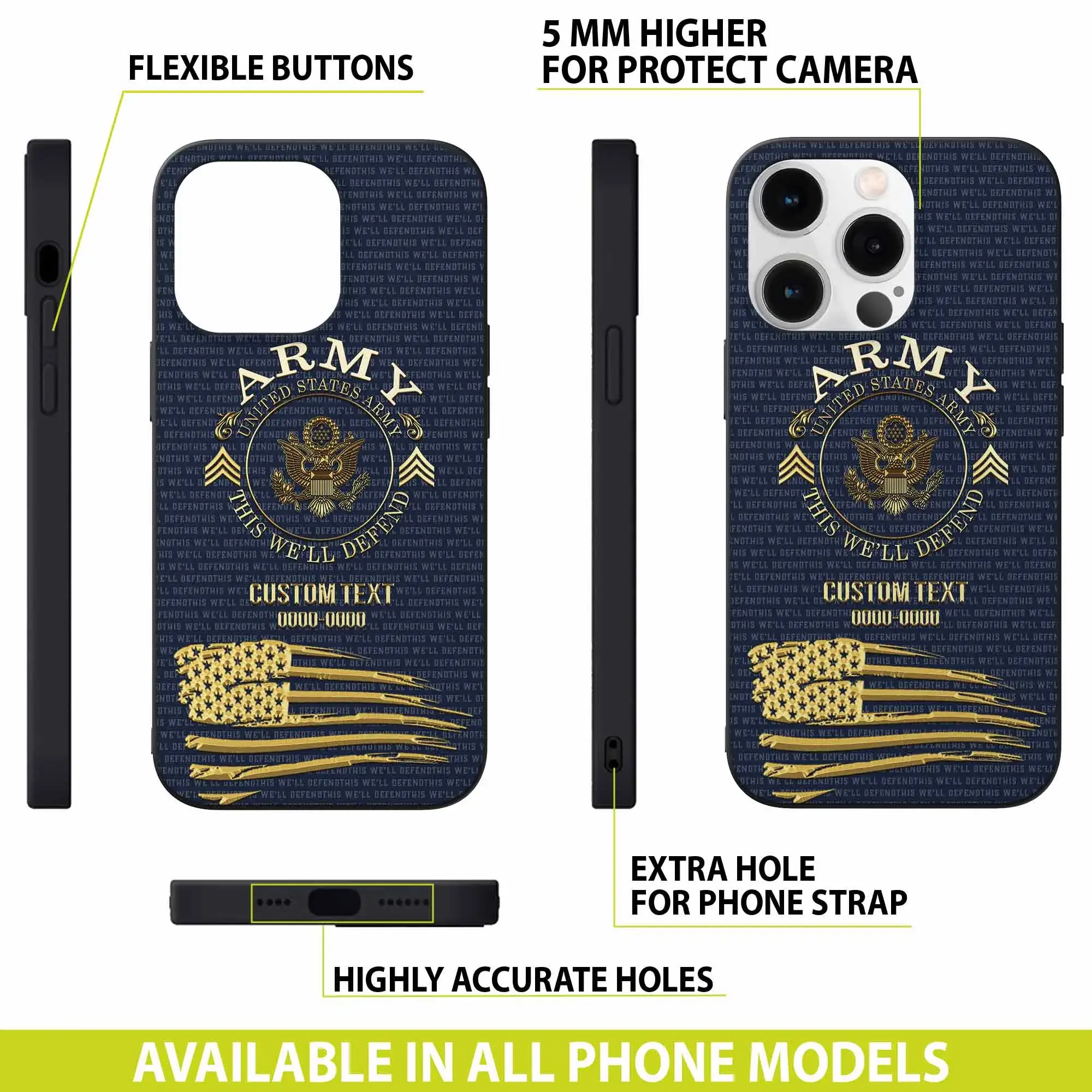 Customized US Military Golden Motto Pattern Phone Case #000105