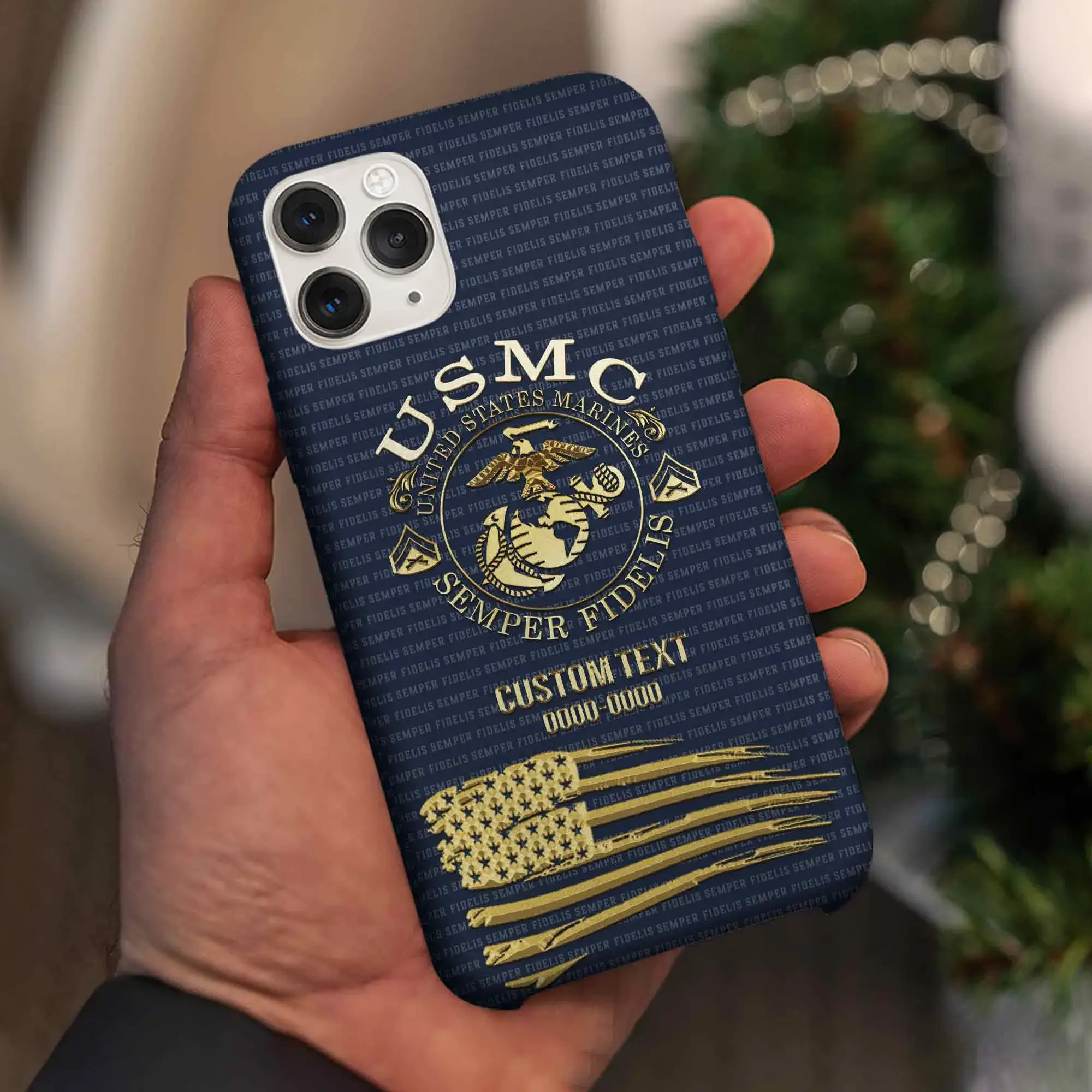 Customized US Military Golden Motto Pattern Phone Case #000105